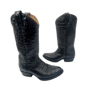 Rudel Rogers Black Western Alligator Cowboy Boots Size 6 Men's